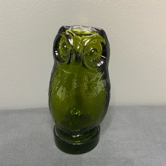 unbranded handmade Other - VTG Pilgrim Art Glass Forest Green Owl Hand/Mold Blown Glass Paperweight Retro